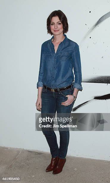 Actress Anne Hathaway attends the AOL Build Speaker Series at AOL Studios In New York on January 21, 2015 in New York City.