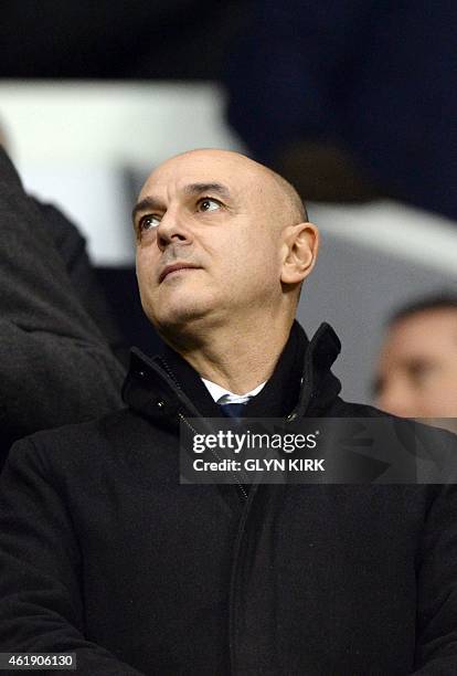 Tottenham Hotspur's English chairman Daniel Levy attends the English League Cup semi-final first leg football match between Tottenham Hotspur and...