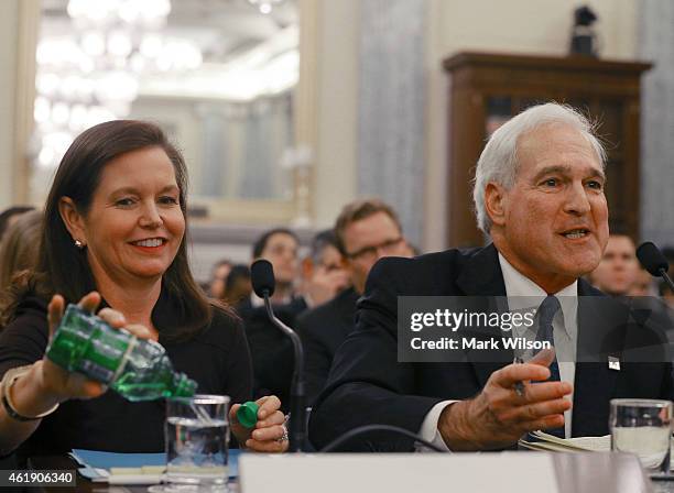 Meredith Attwell Baker , president and CEO of CTIA-The Wireless Association, Gene Kimmelman, president and CEO of Public Knowledge, appear before a...