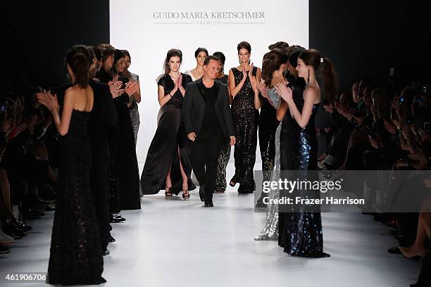 Guido Maria Kretschmer attends the runway of his Guido Maria Kretschmer show during the Mercedes-Benz Fashion Week Berlin Autumn/Winter 2015/16 at...