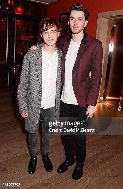 Alex Lawther and Matthew Beard attend a special screening of "The Imitation Game" followed by a Q&A hosted by Stephen Fry at The Ham Yard Hotel on...
