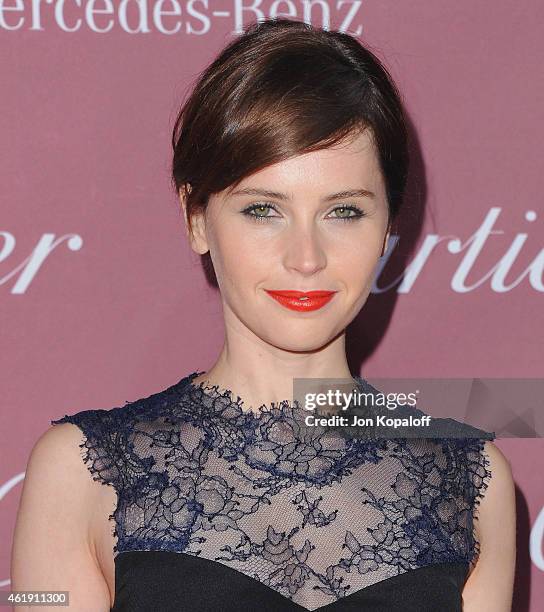 Actress Felicity Jones arrives at the 26th Annual Palm Springs International Film Festival Awards Gala Presented By Cartier at Palm Springs...