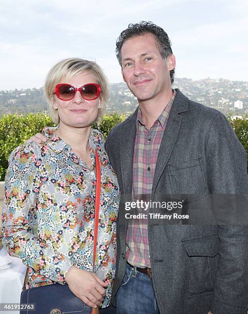 Actress Martha Pimpton and Founder of GBK Productions Gavin Keilly attend the GBK & Pilot Pen Pre-Golden Globe Gift Lounge on January 11, 2014 in...