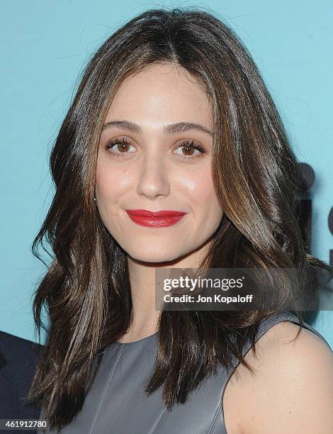 Actress Emmy Rossum arrives at Showtime Celebrates All-New Seasons Of "Shameless," "House Of Lies" And "Episodes" at Cecconi's Restaurant on January...