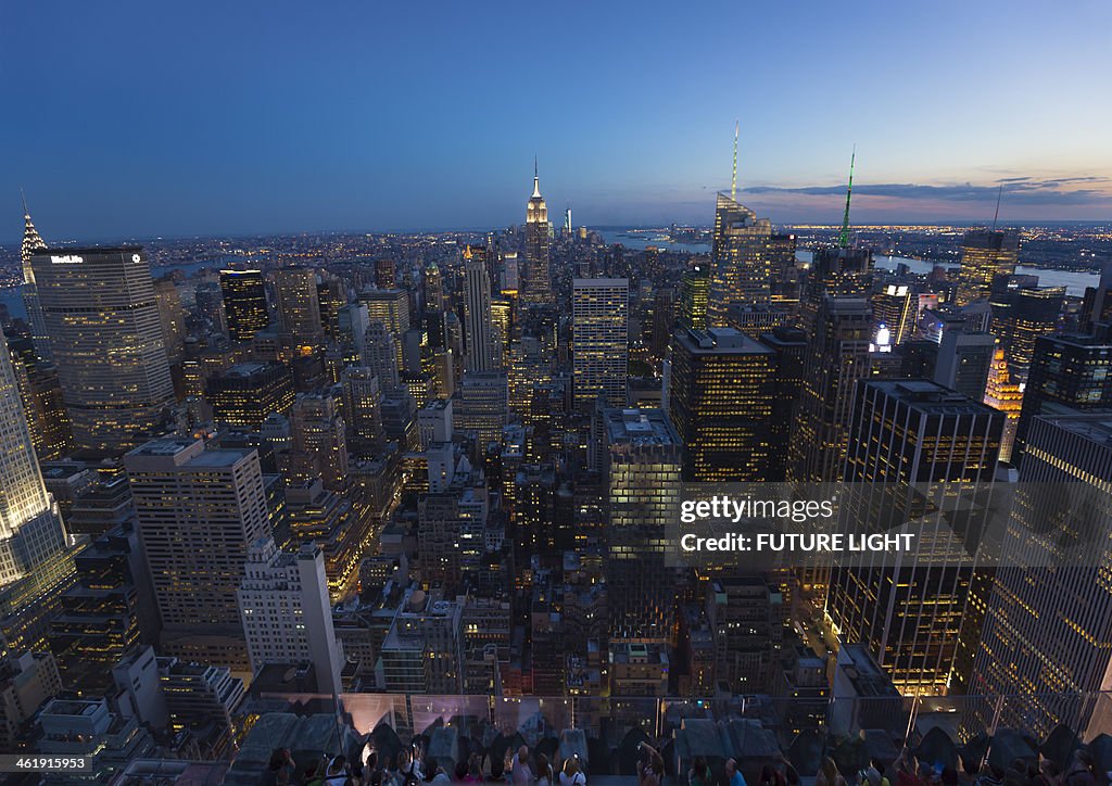 Aerial view over the Midtown Manhattan skyline
