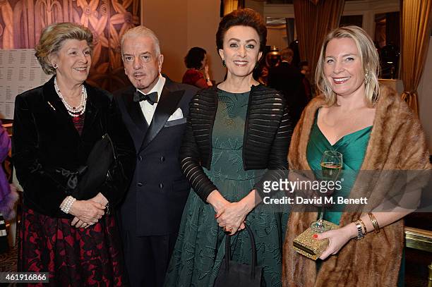 Dowager Duchess of Marlborough, Nicky Haslam, Mercedes Bass and guest attend the English National Opera's Glorious Gala Evening at The Savoy Hotel on...