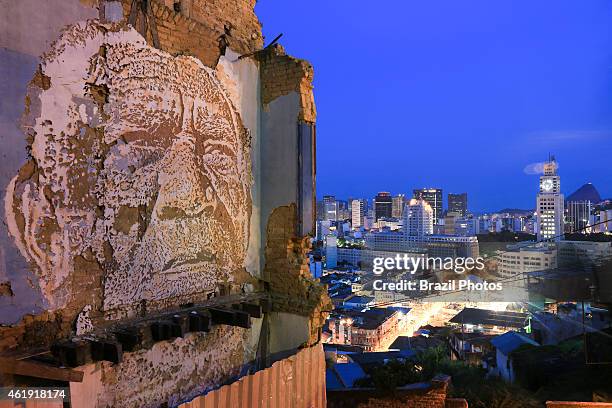 View from top of Morro da Providencia, located between Gamboa and Santo Cristo districts, the first hill favela of Rio de Janeiro, occupied at the...