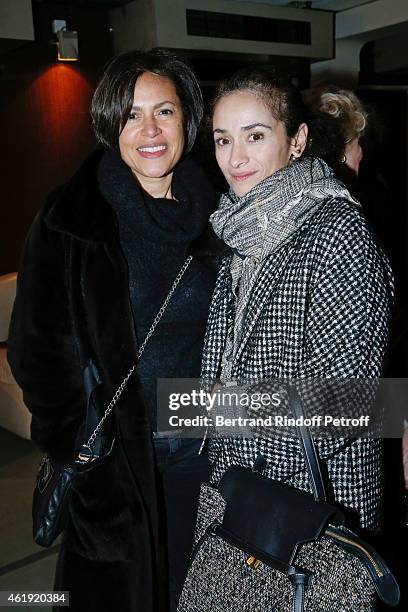 Singer Viktor Lazlo and actress Rachida Brakni attend 'La Maison d'a cote' Theater Play at Theatre du Petit Saint Martin on January 21, 2015 in...