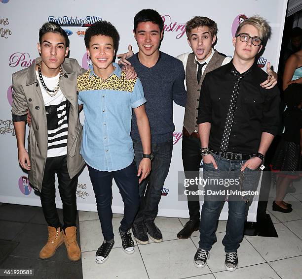Members of the musical group IM5 attend Coco Jones' Sweet 16 birthday party at the SLS Hotel on January 11, 2014 in Beverly Hills, California.