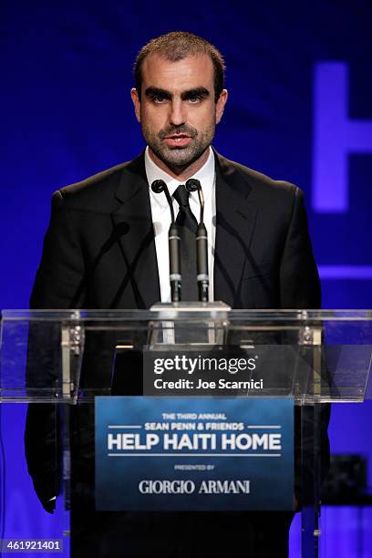 Jeff Dorsey speaks on stage at the 3rd annual Sean Penn & Friends HELP HAITI HOME Gala benefiting J/P HRO presented by Giorgio Armani at Montage...