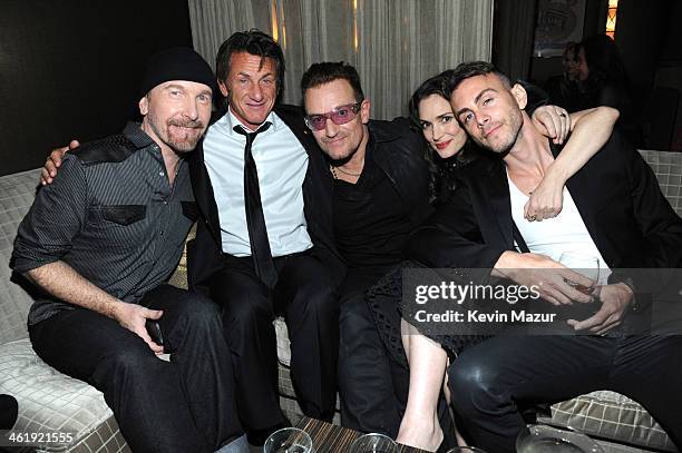 The Edge, Sean Penn, Bono, Winona Ryder and Asaf Avidan attend the 3rd annual Sean Penn & Friends HELP HAITI HOME Gala benefiting J/P HRO presented...