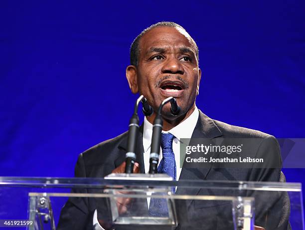 Samuel Jean speaks onstage during the 3rd annual Sean Penn & Friends HELP HAITI HOME Gala benefiting J/P HRO presented by Giorgio Armani at Montage...