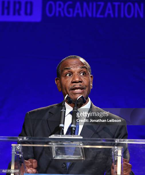 Samuel Jean speaks onstage during the 3rd annual Sean Penn & Friends HELP HAITI HOME Gala benefiting J/P HRO presented by Giorgio Armani at Montage...