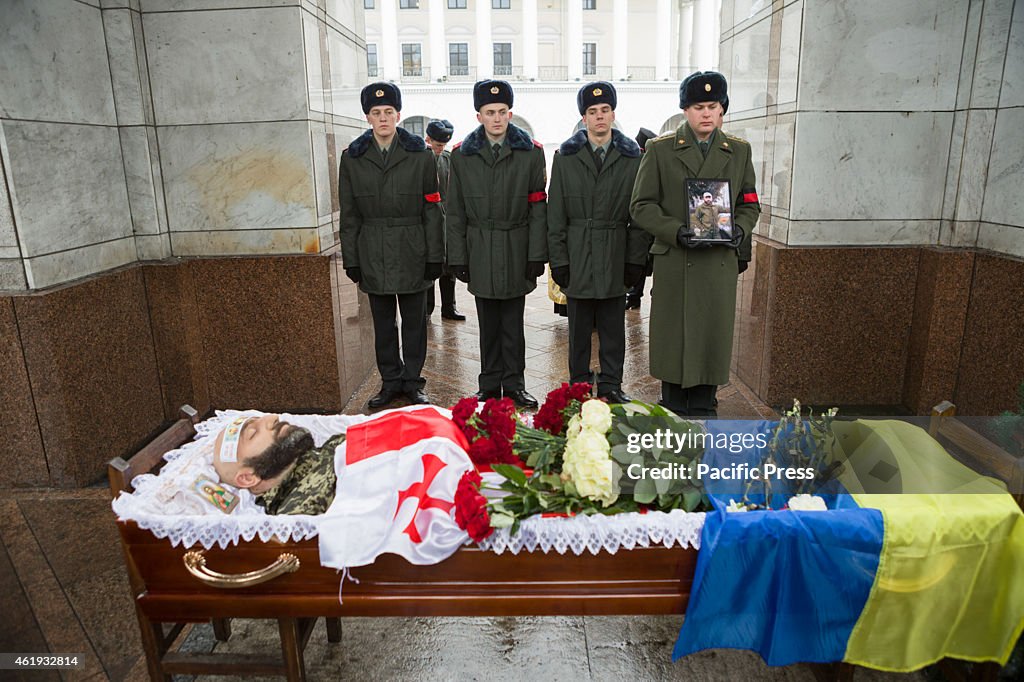 Ukrainian soldiers attend the funeral ceremony of of Tomaz...