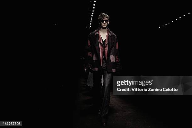 Models walk the runway during the Ferragamo Show as a part of Milan Menswear Fashion Week Fall Winter 2015/2016 on January 18, 2015 in Milan, Italy.