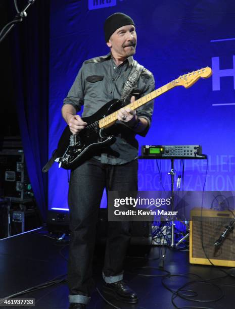 The Edge of U2 performs onstage at the 3rd annual Sean Penn & Friends HELP HAITI HOME Gala benefiting J/P HRO presented by Giorgio Armani at Montage...