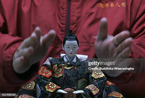 Japanese craftsman makes a doll ahead of Hinamatsuri at Kishimoto Ningyou doll workshop on January 22, 2015 in Ono, Japan. Hinamatsuri, or Girl's Day...