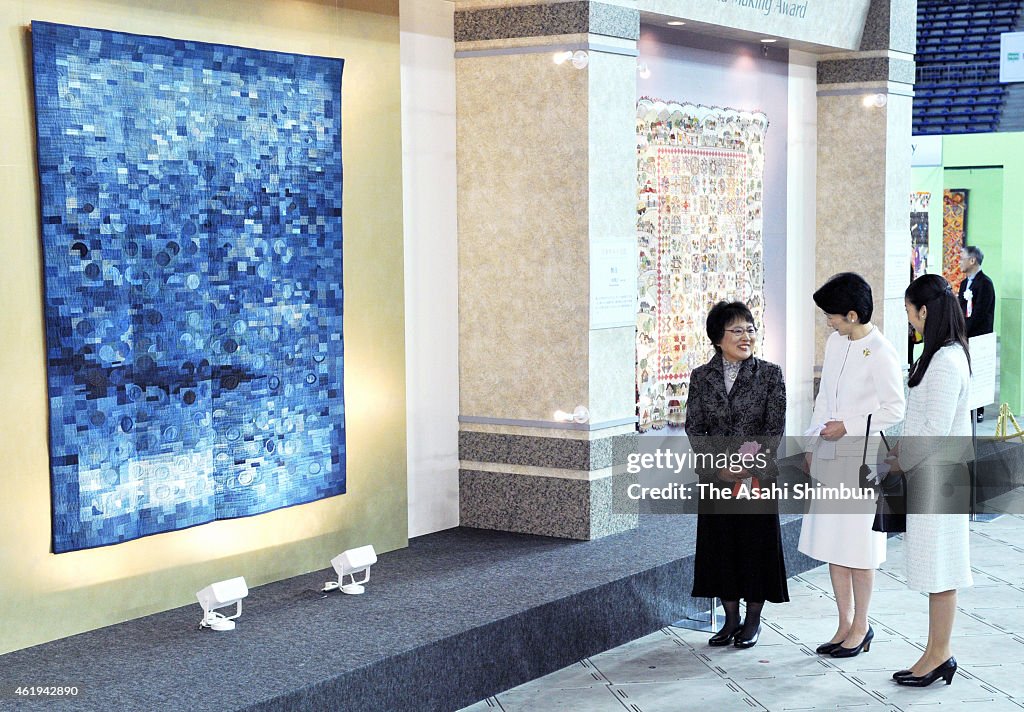 Princess Kiko and Kako of Akishino Visit Japan Quilt Grand Prix Exhibition