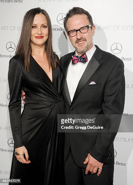 Actor David Arquette and Christina McLarty arrive at The Art of Elysium's 7th Annual HEAVEN Gala at the Guerin Pavilion at the Skirball Cultural...