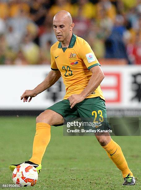 Mark Bresciano of Australia controls the ball during the 2015 Asian Cup match between China PR and the Australian Socceroos at Suncorp Stadium on...