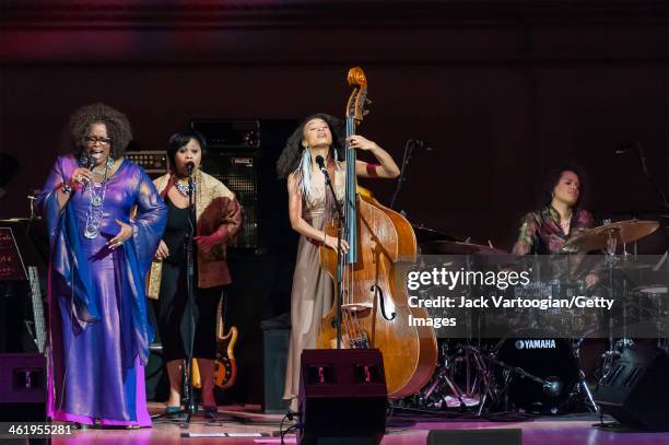 American Jazz vocalist Dianne Reeves performs during her 'Dianne Reeves and Friends' concert at Carnegie Hall, New York, New York, February 16, 2013....