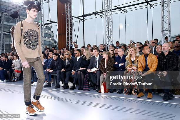 Actor Jeremie Laheurte, Marisa Berenson, Formula One World Champion Lewis Hamilton, Louis Vuitton's executive vice president, Delphine Arnault,...