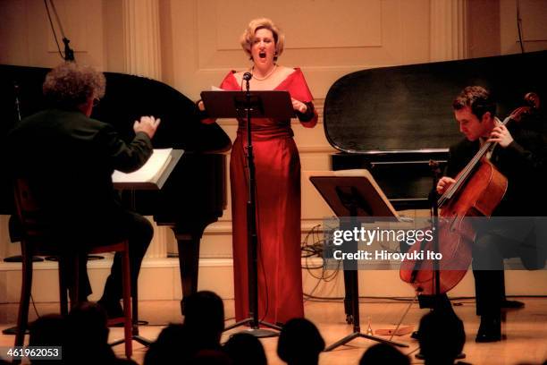 The Met Chamber Ensemble performing at Weill Recital Hall on Sunday afternoon, January 28, 2001.This image:From left, James Levine, Marjorie Elinor...