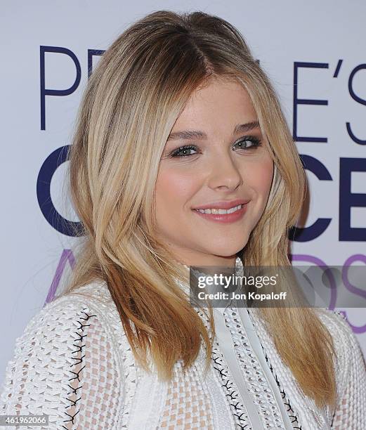 Actress Chloe Grace Moretz poses in the press room at The 41st Annual People's Choice Awards at Nokia Theatre L.A. Live on January 7, 2015 in Los...