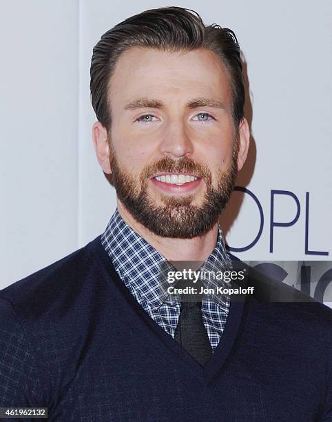 Actor Chris Evans poses in the press room at The 41st Annual People's Choice Awards at Nokia Theatre L.A. Live on January 7, 2015 in Los Angeles,...