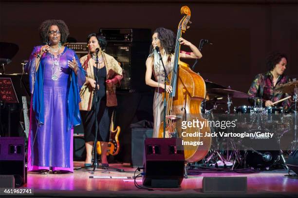 American Jazz vocalist Dianne Reeves performs during her 'Dianne Reeves and Friends' concert at Carnegie Hall, New York, New York, February 16, 2013....