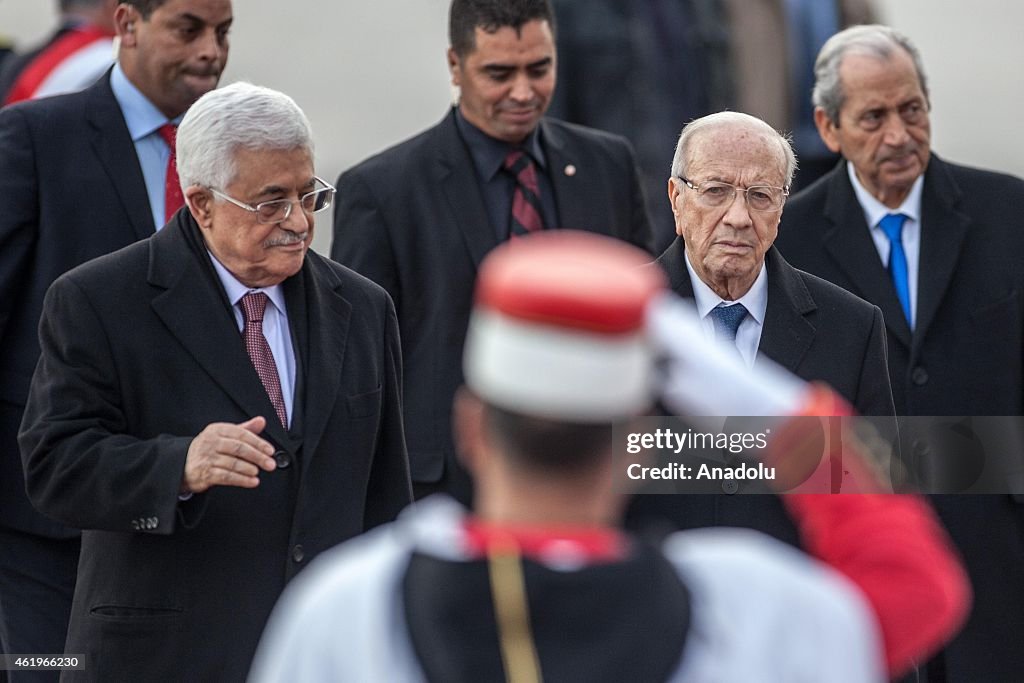 Palestinian President Mahmoud Abbas in Tunis