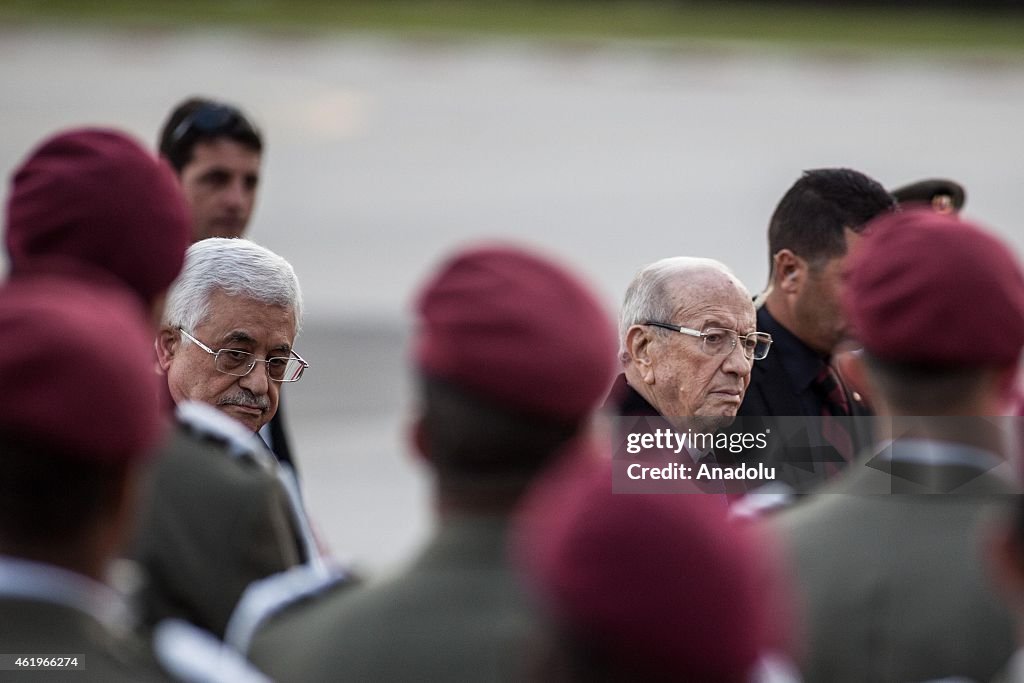Palestinian President Mahmoud Abbas in Tunis