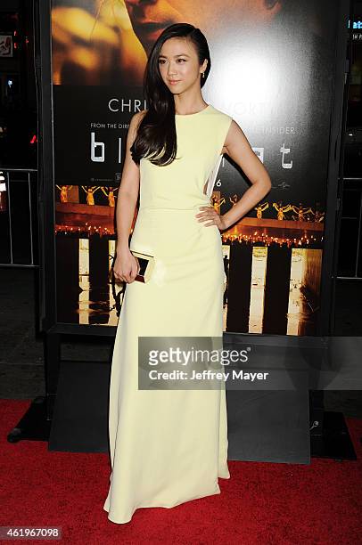 Actress Tang Wei attends the 'Black Hat' Los Angeles premiere held at the TCL Chinese Theatre IMAX on January 8, 2015 in Hollywood, California.