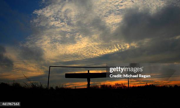 The Angel of The North is seen prior to the Barclays Premier League match between Newcastle United and Manchester City at St James' Park on January...