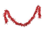 Christmas red tinsel with stars.