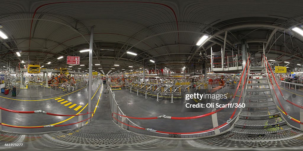 Land Rover Assembly Line A Panorama view of the production line room where Range Rovers and ...