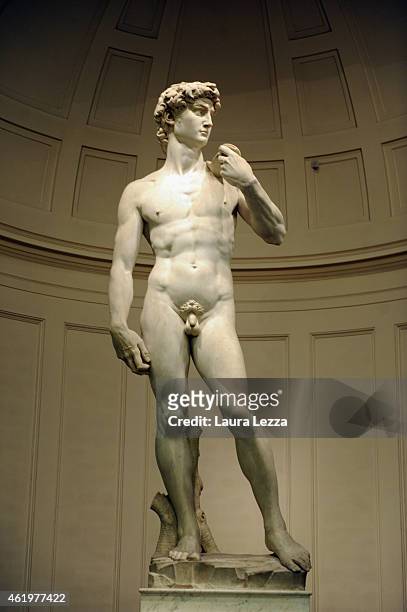 View of the Galleria dell'Accademia with Michelangelo's David, where the Italian German Bilateral Summit will be held tomorrow between German...