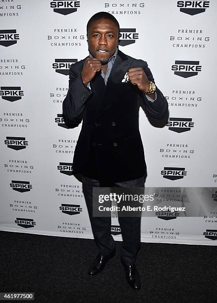 Professional boxer Andre Berto attends Spike TV's announcement of it's new boxing series "Premier Boxing Champions" on January 22, 2015 in Santa...