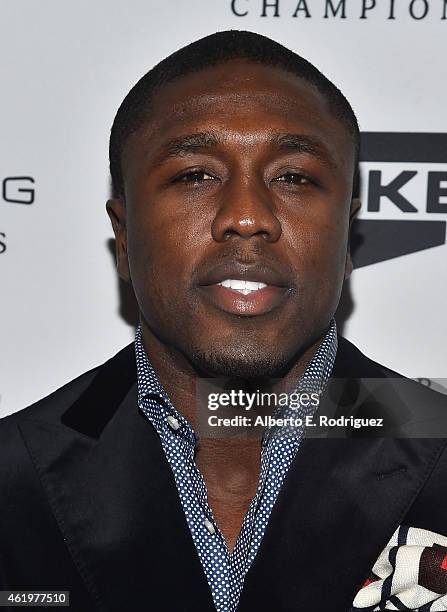 Professional boxer Andre Berto attends Spike TV's announcement of it's new boxing series "Premier Boxing Champions" on January 22, 2015 in Santa...