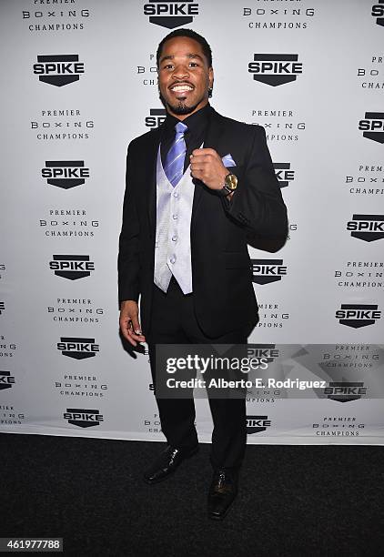 Professional boxer Shawn Porter attends Spike TV's announcement of it's new boxing series "Premier Boxing Champions" on January 22, 2015 in Santa...