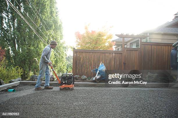 plate compactor - white gravel stock pictures, royalty-free photos & images