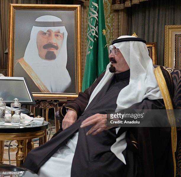 File photo dated 03 March 2014 shows Saudi King Abdullah bin Abdelaziz in Riyadh, Saudi Arabia. Saudi King Abdullah who has ben recently suffered...
