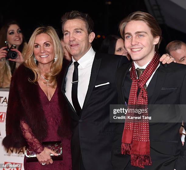 Bradley Walsh , wife Donna Derby and son Barney Walsh attends the National Television Awards at 02 Arena on January 21, 2015 in London, England.