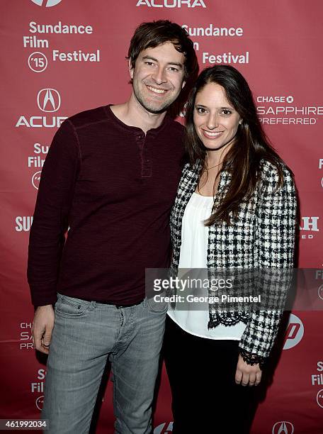 Producers Mark Duplass and Stephanie Langhoff attend "The Bronze" Premiere at the Eccles Center Theatre during the 2015 Sundance Film Festival on...