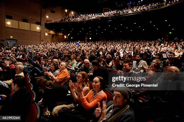 General view of crowd atmosphere at "The Bronze" Premiere at the Eccles Center Theatre during the 2015 Sundance Film Festival on January 22, 2015 in...