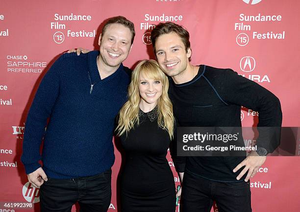 Writer Winston Rauch, writer/actress Melissa Rauch and actor Sebastian Stan attend "The Bronze" Premiere at the Eccles Center Theatre during the 2015...