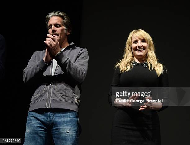 Actors Gary Cole and Melissa Rauch onstage at "The Bronze" Premiere at the Eccles Center Theatre during the 2015 Sundance Film Festival on January...