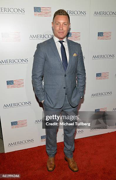 Actor Lane Garrison attends a screening of the film "Americons" at ArcLight Cinemas on January 22, 2015 in Hollywood, California.