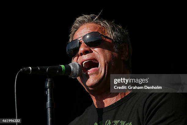 Singer Jon Stevens performs on the Heineken Live Stage during the 2015 Australian Open at Melbourne Park on January 23, 2015 in Melbourne, Australia.