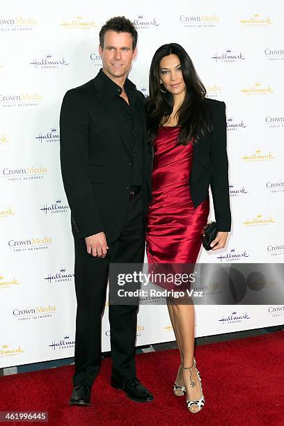 Actor Cameron Mathison and his wife Vanessa Arevalo arrives at the Hallmark Channel & Hallmark Movie Channel 2014 Winter TCA Party at The Huntington...